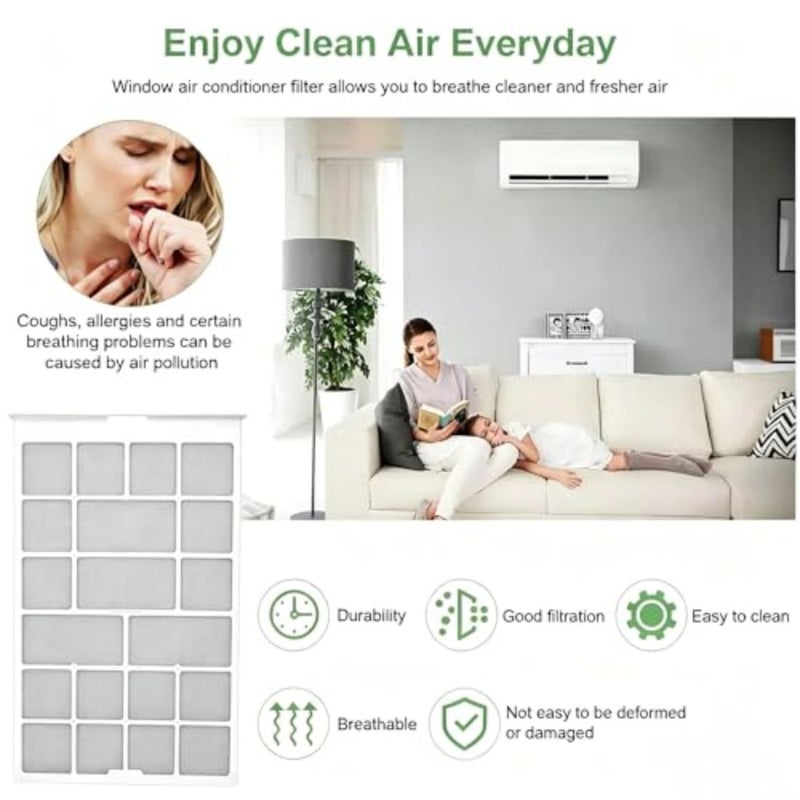 Wall Mounted Split AC Air Filter Screen, Replacement Dust Net Compatible with Wall Air Conditioner, 28.2×26.5cm, 2 Pack Washable Nylon Mesh with Plastic Frame - Image 5