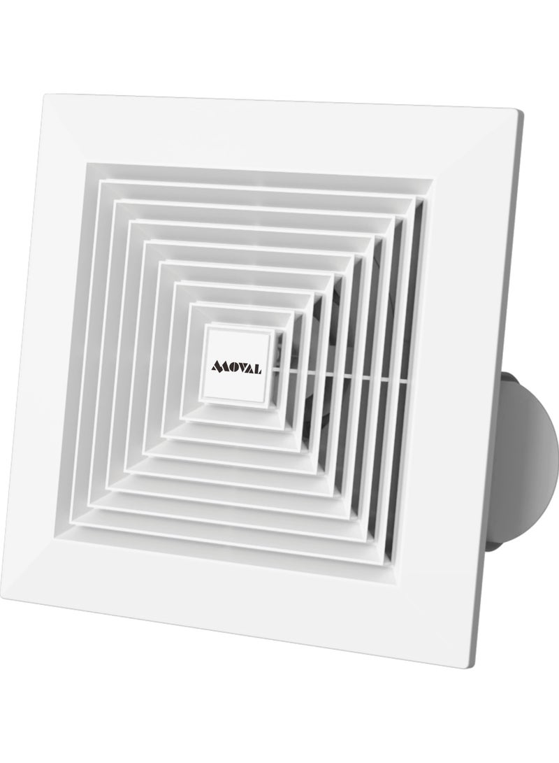 Moval 200mm Ceiling Exhaust Fan 30W Square White Pure Copper 47dBA 220-240V