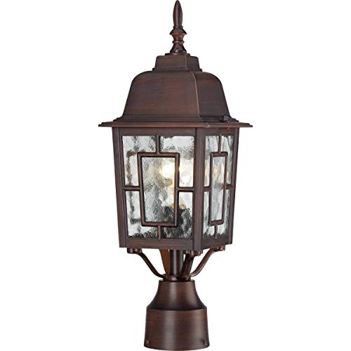 Nuvo Lighting 60/4928 Banyon One Light Post Lantern 100 Watt A19 Max. Clear Water Glass Rustic Bronze Outdoor Fixture - Image 1