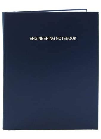 BookFactory BookFactory Engineering Notebook  96 Pages 25 Engineering Grid Format 8 78 x 11 14 Engineering Lab Notebook Blue Cover Section Sewn Hardbound EPRIL096LGSLBT4  - Image 1