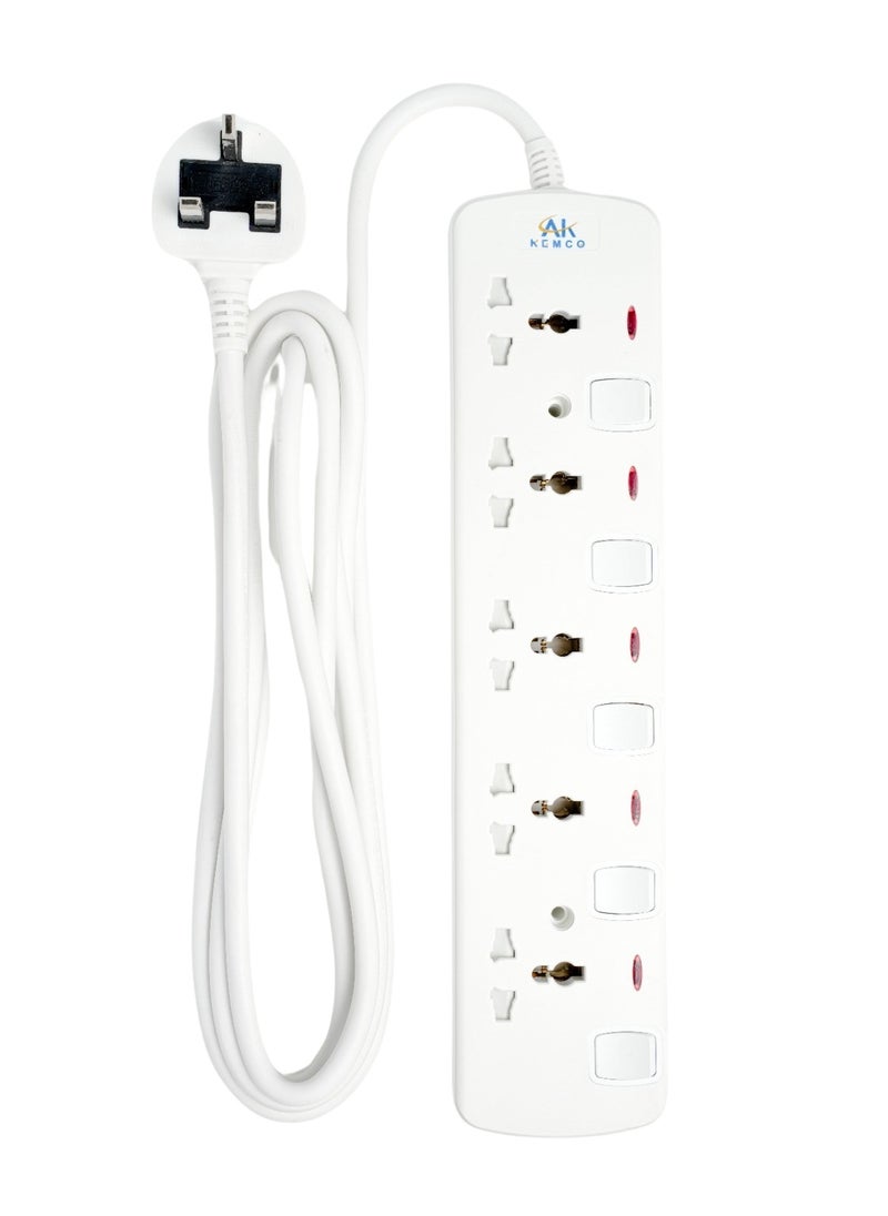 AK KEMCO - 5 Way 3 meter Universal Extension Power Cord Extension lead Power strip - Image 1