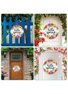 سيكوهوم لافتة باب SICOHOME Hello Spring مقاس 11.5 بوصة عليها زهور ملونة لديكور الربيع لافتة تعليق ترحيبية بالربيع زينة باب منزل ريفي ربيعي معلقة للمنزل الأمامي والجدار والشرفة والديكور الداخلي والخارجي  - Image 2
