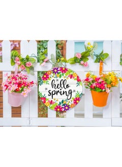 سيكوهوم لافتة باب SICOHOME Hello Spring مقاس 11.5 بوصة عليها زهور ملونة لديكور الربيع لافتة تعليق ترحيبية بالربيع زينة باب منزل ريفي ربيعي معلقة للمنزل الأمامي والجدار والشرفة والديكور الداخلي والخارجي  - Image 5