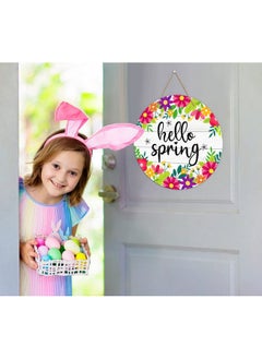 سيكوهوم لافتة باب SICOHOME Hello Spring مقاس 11.5 بوصة عليها زهور ملونة لديكور الربيع لافتة تعليق ترحيبية بالربيع زينة باب منزل ريفي ربيعي معلقة للمنزل الأمامي والجدار والشرفة والديكور الداخلي والخارجي  - Image 4