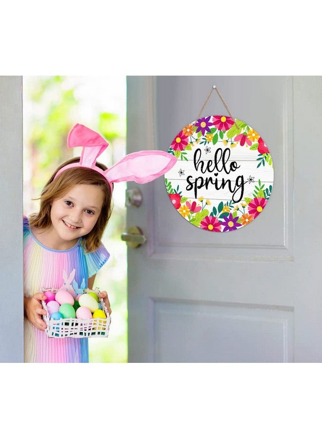سيكوهوم لافتة باب SICOHOME Hello Spring مقاس 11.5 بوصة عليها زهور ملونة لديكور الربيع لافتة تعليق ترحيبية بالربيع زينة باب منزل ريفي ربيعي معلقة للمنزل الأمامي والجدار والشرفة والديكور الداخلي والخارجي - Image 4