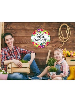سيكوهوم لافتة باب SICOHOME Hello Spring مقاس 11.5 بوصة عليها زهور ملونة لديكور الربيع لافتة تعليق ترحيبية بالربيع زينة باب منزل ريفي ربيعي معلقة للمنزل الأمامي والجدار والشرفة والديكور الداخلي والخارجي  - Image 3