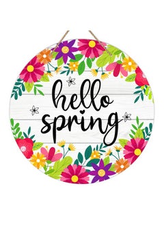 سيكوهوم لافتة باب SICOHOME Hello Spring مقاس 11.5 بوصة عليها زهور ملونة لديكور الربيع لافتة تعليق ترحيبية بالربيع زينة باب منزل ريفي ربيعي معلقة للمنزل الأمامي والجدار والشرفة والديكور الداخلي والخارجي  - Image 1