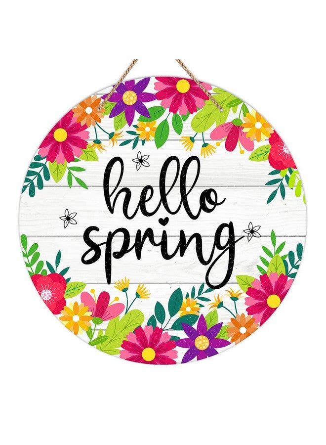 سيكوهوم لافتة باب SICOHOME Hello Spring مقاس 11.5 بوصة عليها زهور ملونة لديكور الربيع لافتة تعليق ترحيبية بالربيع زينة باب منزل ريفي ربيعي معلقة للمنزل الأمامي والجدار والشرفة والديكور الداخلي والخارجي - Image 1