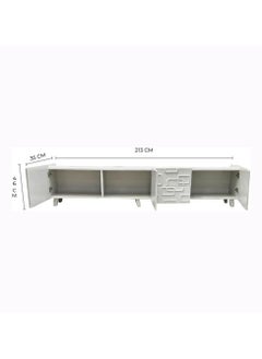 Generic Modern White TV Stand Cabinet with Storage Shelves, Unique Design, and Entertainment Center for Living Room  - Image 3