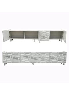 Generic Modern White TV Stand Cabinet with Storage Shelves, Unique Design, and Entertainment Center for Living Room  - Image 1