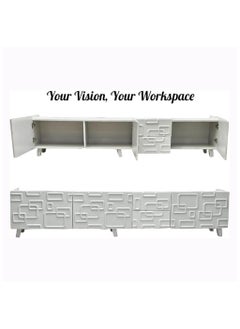 Generic Modern White TV Stand Cabinet with Storage Shelves, Unique Design, and Entertainment Center for Living Room  - Image 5