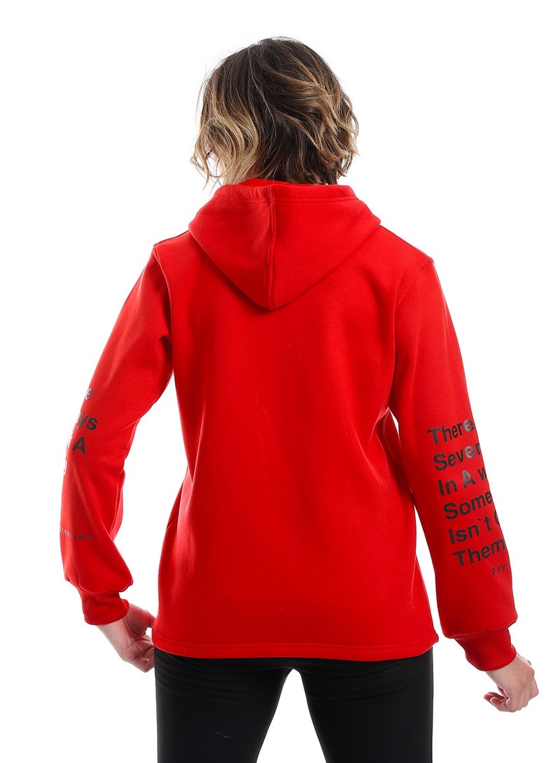 Caesar Women Hoodie With Front Zipper And Printed Sleeves - Image 4