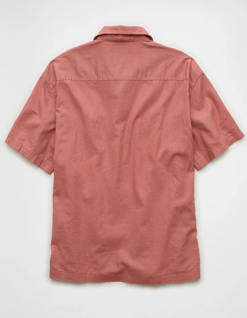 American Eagle Linen-Blend Button-Up Poolside Shirt