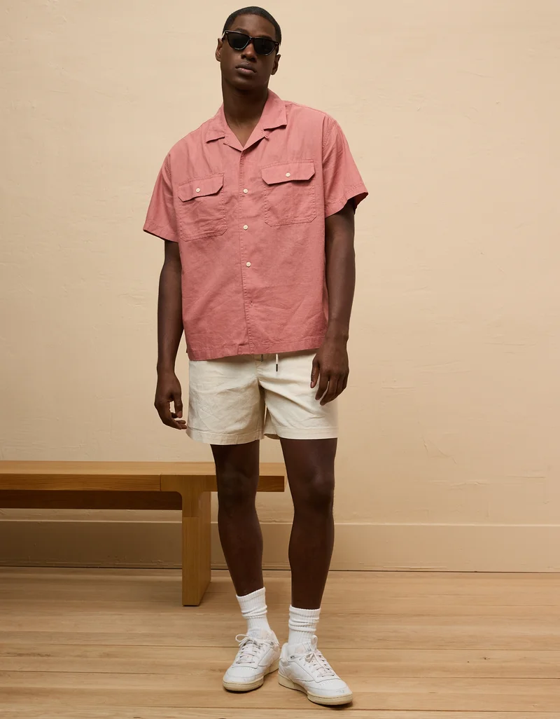 American Eagle Linen-Blend Button-Up Poolside Shirt