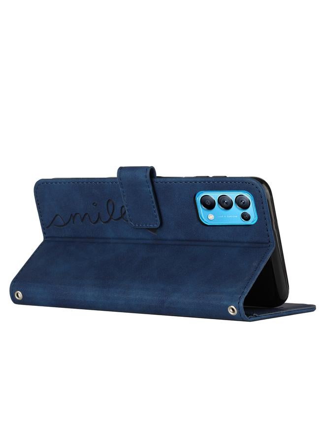 اس-توب جراب لهاتف OPPO Reno5 5G / Find X3 Lite جراب هاتف جلدي بنمط قلب مع حبل - Image 3