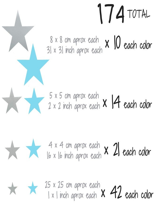 The Boho Design Stars Wall Decals Peel and Stick for Kids, Baby Bedroom Nursery and Living Room, Vinyl Wall Stickers Decor (Grey and Light Blue) - Image 4