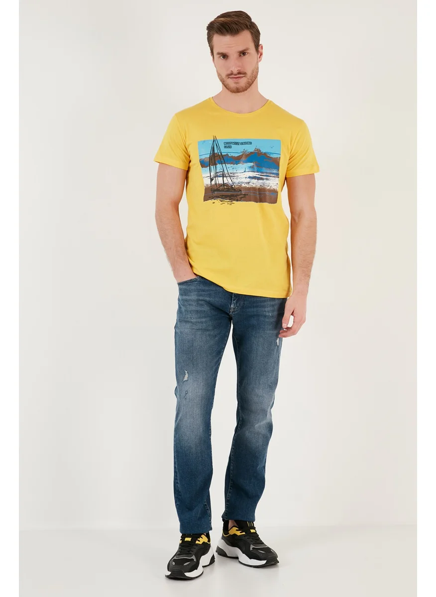 Buratti Printed Crew Neck 100% Cotton Slim Fit T Shirt Men's T Shirt 541YELKEN24