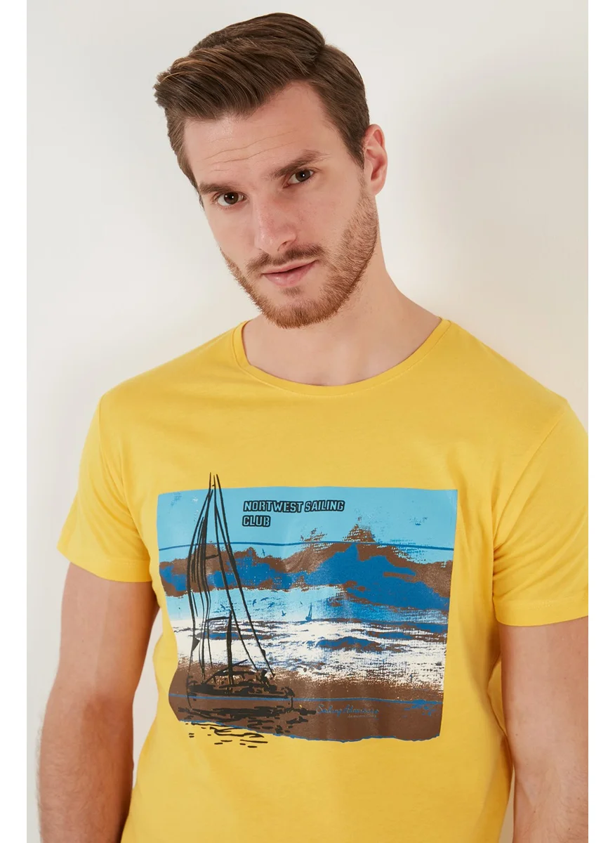 Buratti Printed Crew Neck 100% Cotton Slim Fit T Shirt Men's T Shirt 541YELKEN24