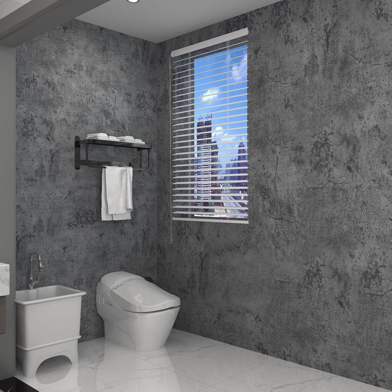 3yecao 16"Ã—1181" Extra Thick Large Size Blue Grey Concrete Wallpaper Peel and Stick Waterproof Dark Blue Gray Concrete Cement Contact Paper Vinyl Industrial Textured Sticker for Bedroom Bathroom Gym - Image 3