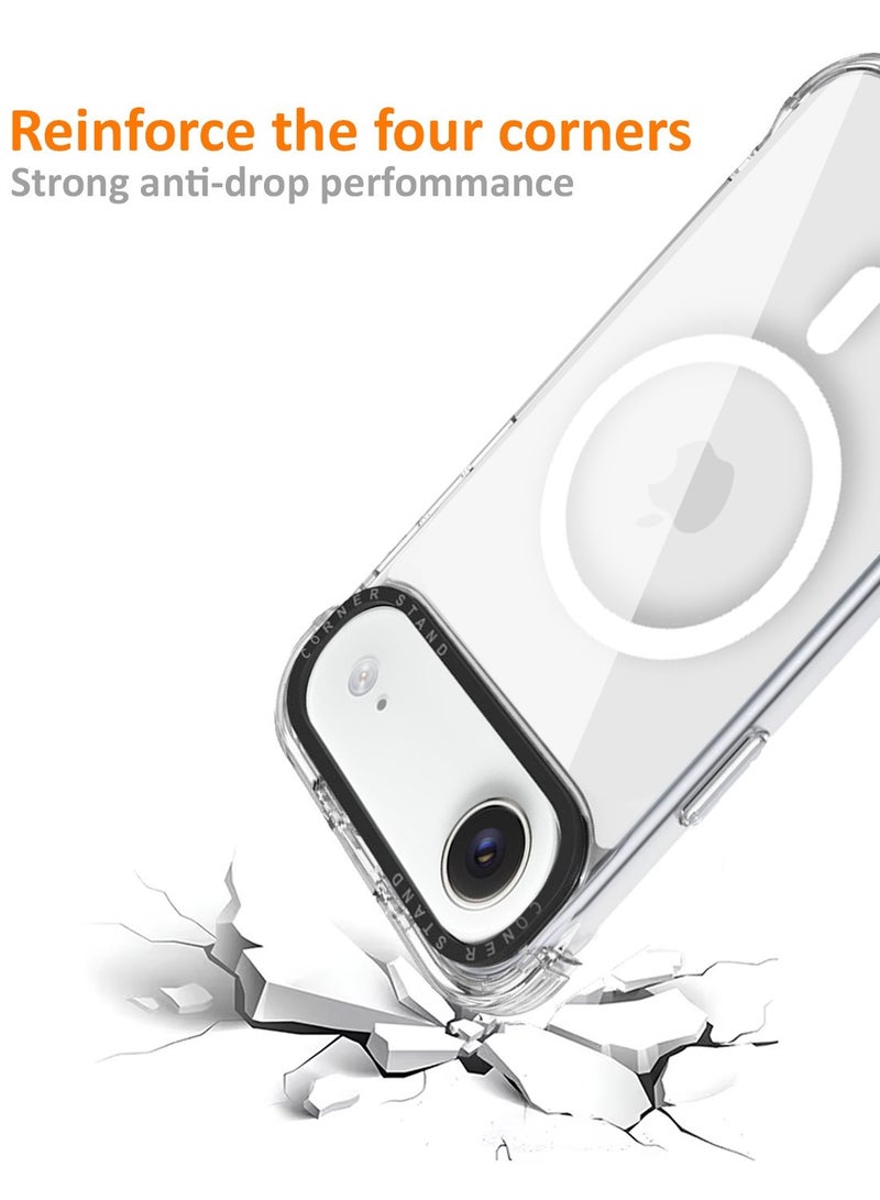 تيكي جراب شفاف MagSafe لهاتف iPhone 17 Air مع حامل مخفي قابل للطي على الحافة – غطاء صلب من الأكريليك TPU + PC مقاوم للصدمات ومضاد للاصفرار - Image 5