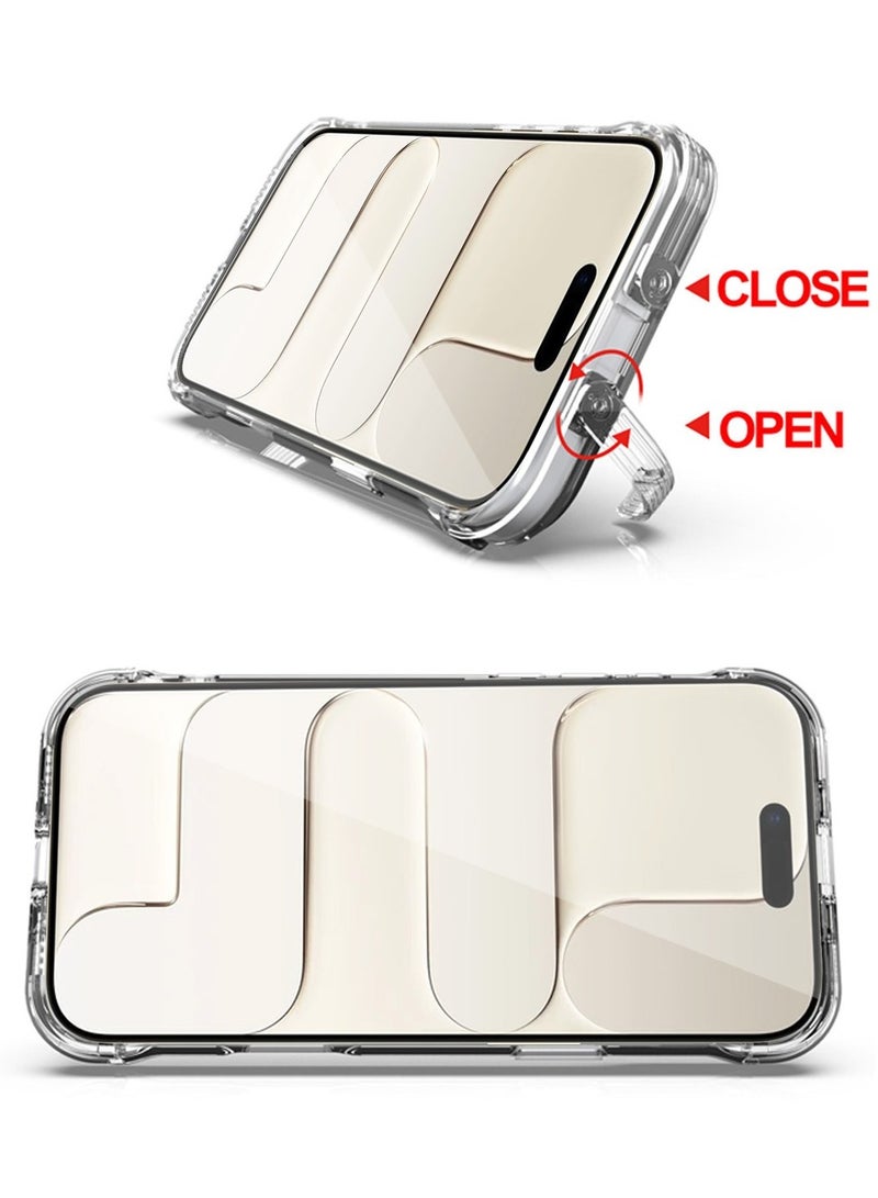 تيكي جراب شفاف MagSafe لهاتف iPhone 17 Air مع حامل مخفي قابل للطي على الحافة – غطاء صلب من الأكريليك TPU + PC مقاوم للصدمات ومضاد للاصفرار - Image 4