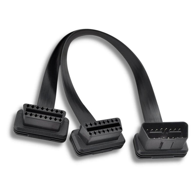Durvient Low Profile OBDII Splitter Extension Cable Male to Dual Female Y Type 30cm - Image 1