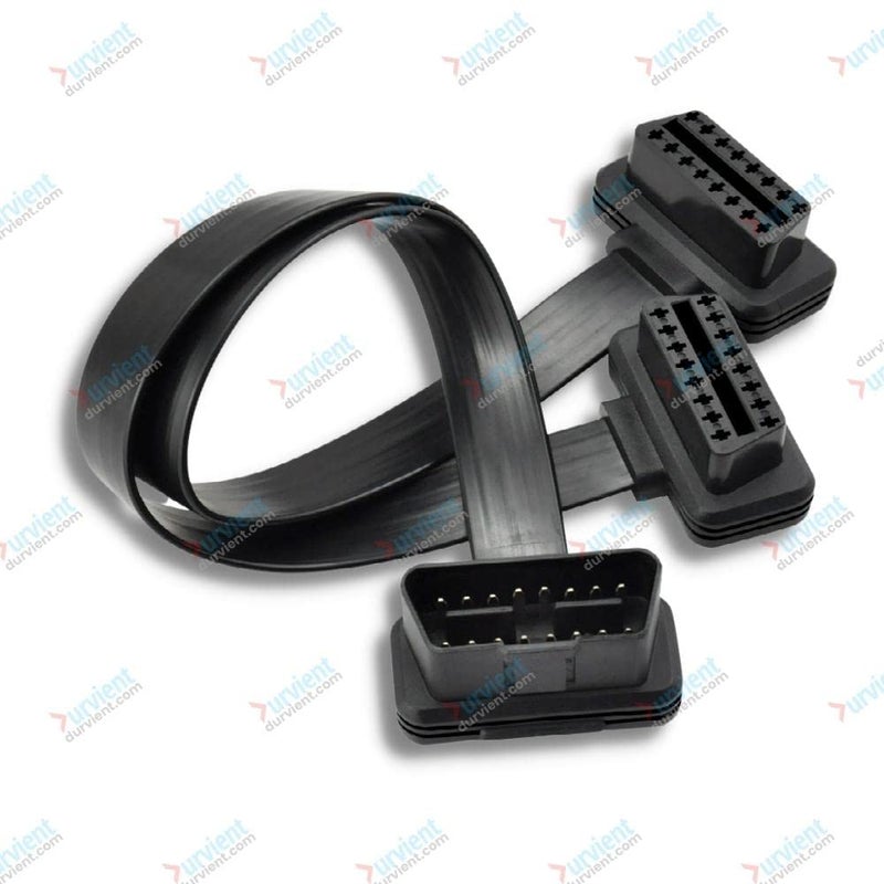 Durvient Low Profile OBDII Splitter Extension Cable Male to Dual Female Y Type 30cm - Image 2