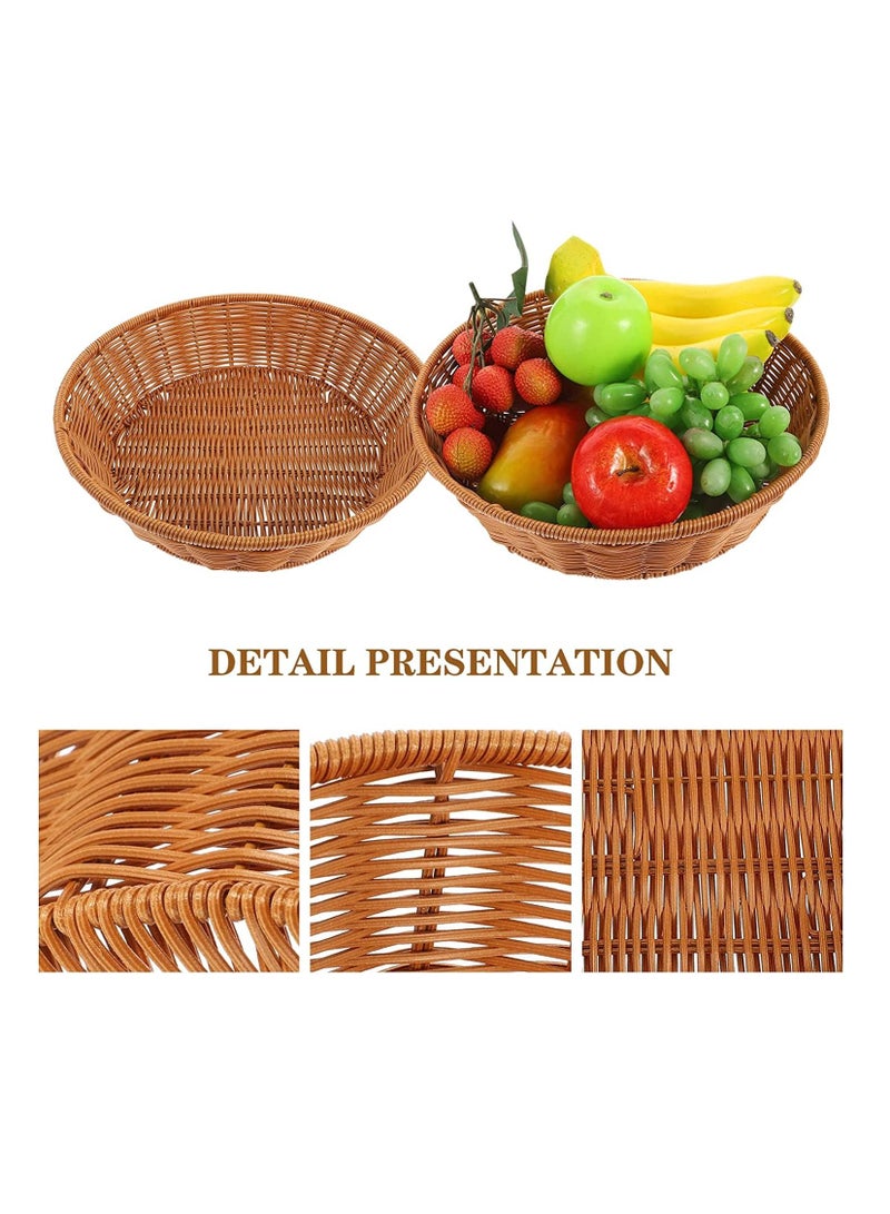 FFD Woven Fruit Basket For Storage Key Holder Bowl Decorative Wall Bread Vegetable Serving Bowl For Organizing Kitchen Natural Rattan Picnic Basket - Image 5