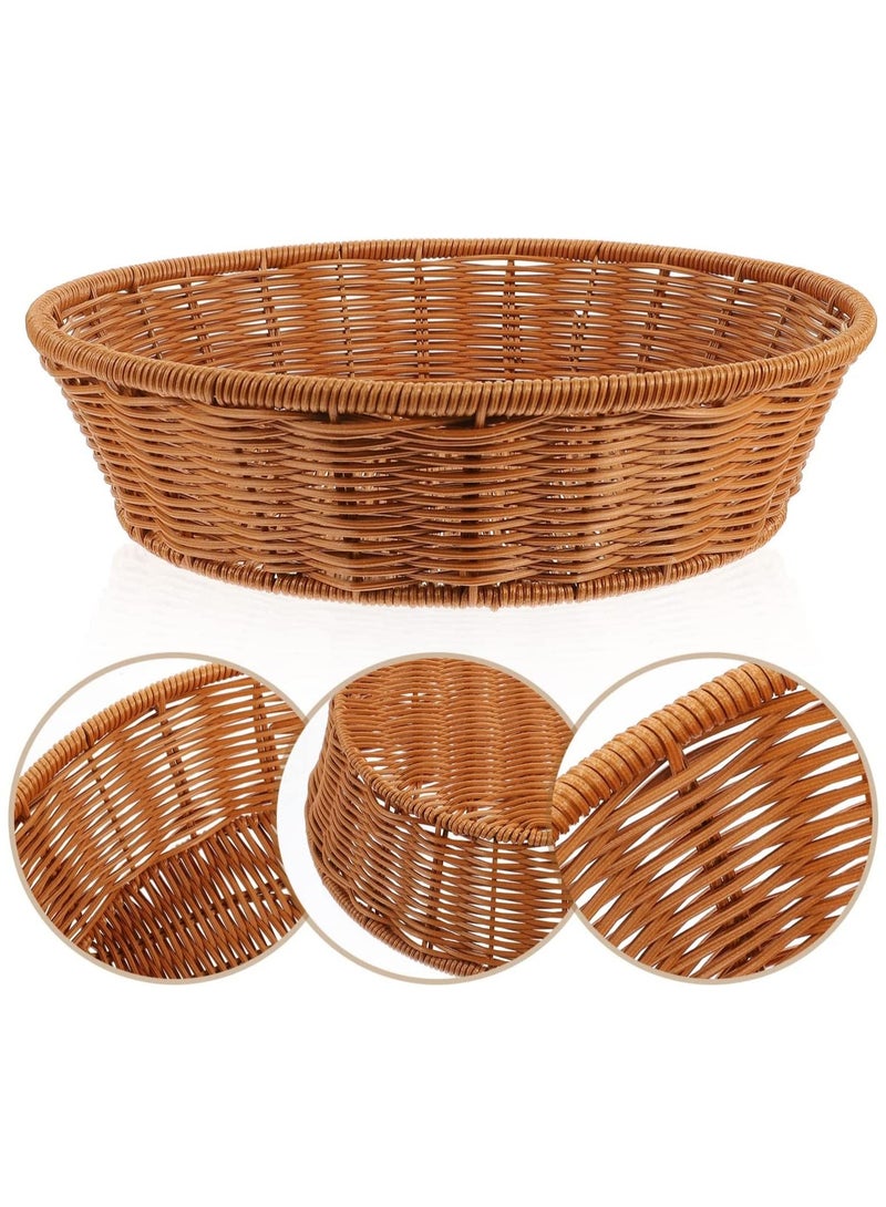 FFD Woven Fruit Basket For Storage Key Holder Bowl Decorative Wall Bread Vegetable Serving Bowl For Organizing Kitchen Natural Rattan Picnic Basket - Image 3