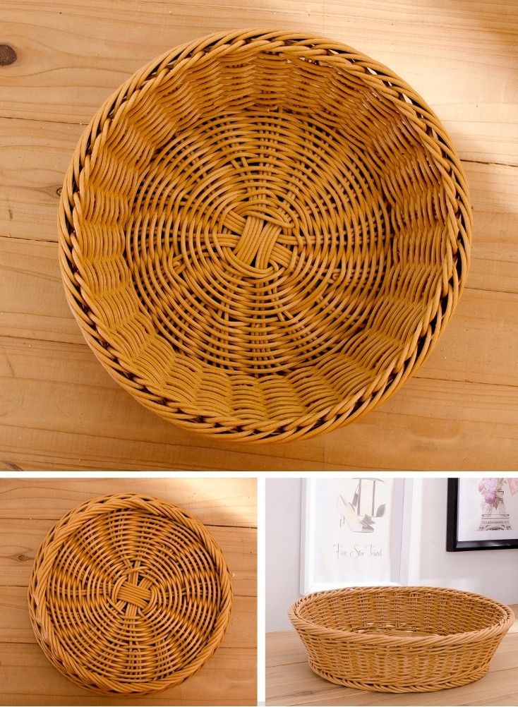 FFD Woven Fruit Basket For Storage Key Holder Bowl Decorative Wall Bread Vegetable Serving Bowl For Organizing Kitchen Natural Rattan Picnic Basket - Image 4