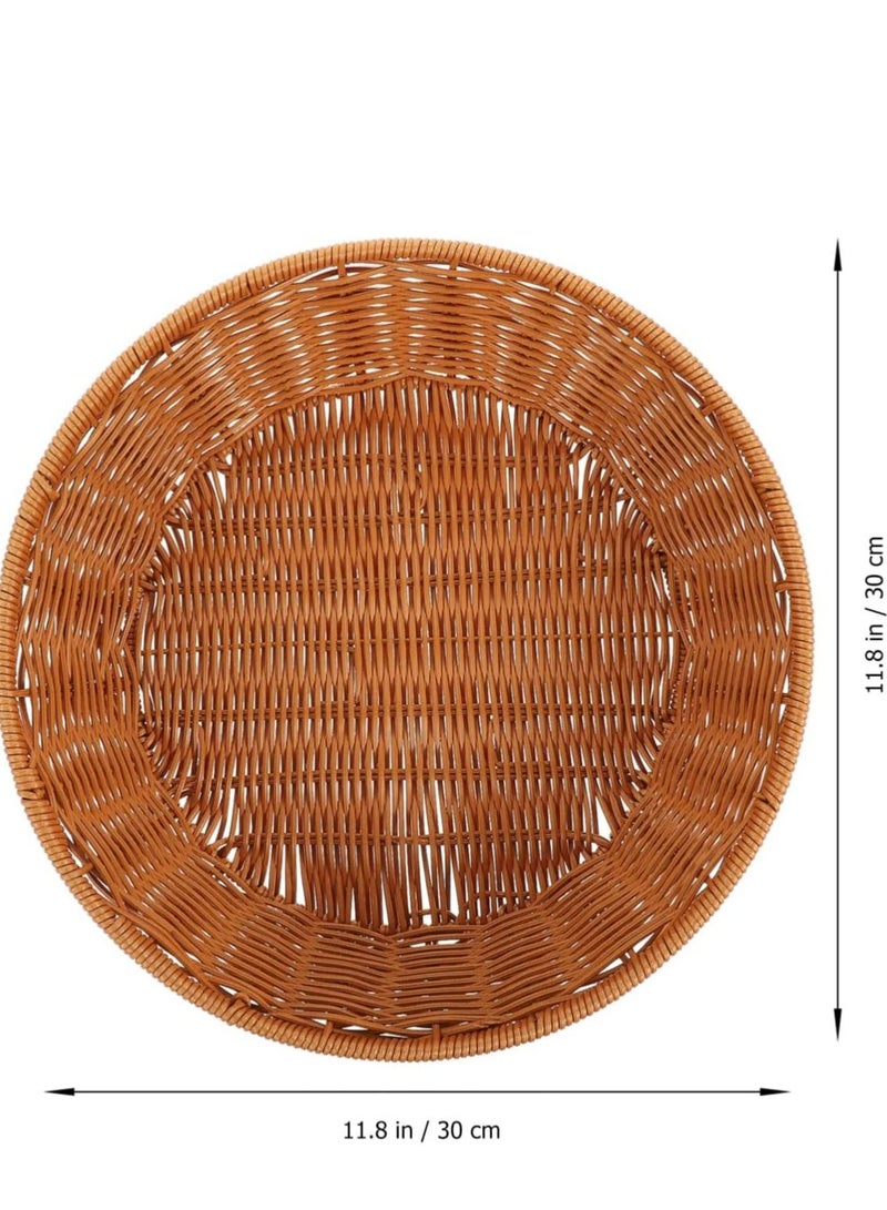 FFD Woven Fruit Basket For Storage Key Holder Bowl Decorative Wall Bread Vegetable Serving Bowl For Organizing Kitchen Natural Rattan Picnic Basket - Image 2