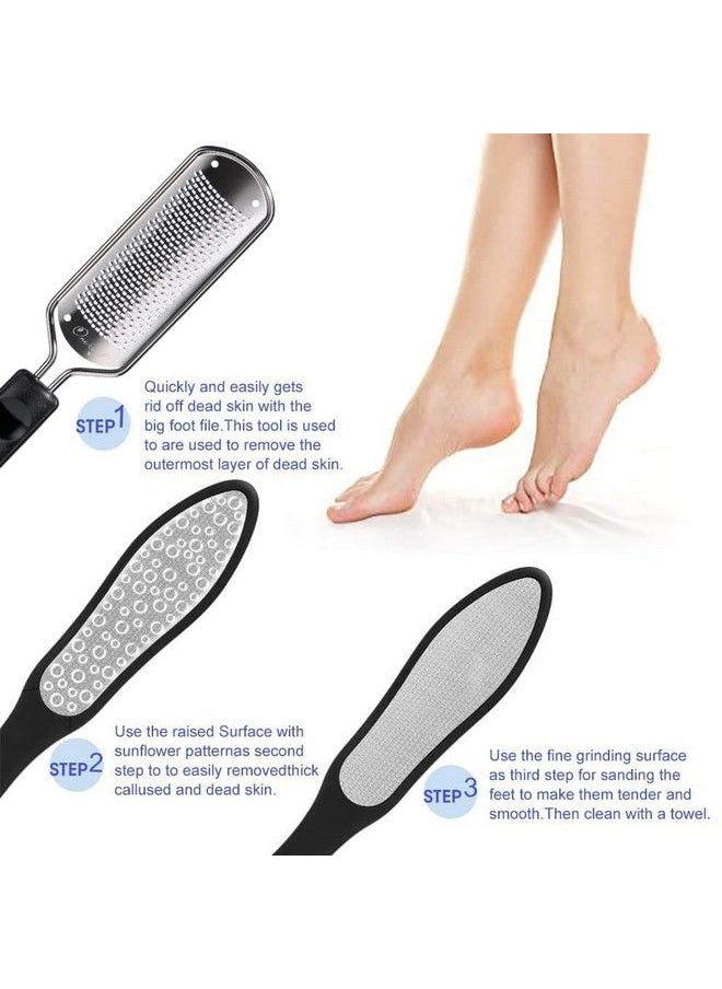Oneleaf - 2Pcs Professional Pedicure Rasp Foot File Cracked Skin Corns Callus Remover For Extra Smooth And Beauty Foot (Black) (Black) - Image 1