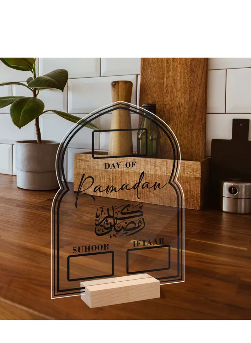 Ramadan Suhoor Iftaar Countdown Gifts Ramadan Table Ornament Reusable Acylic Ramadan Mubarak Calendar Board - Image 3