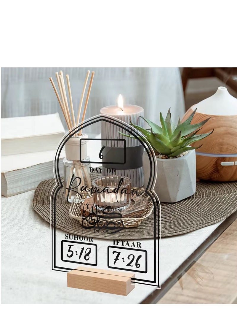 Ramadan Suhoor Iftaar Countdown Gifts Ramadan Table Ornament Reusable Acylic Ramadan Mubarak Calendar Board - Image 2