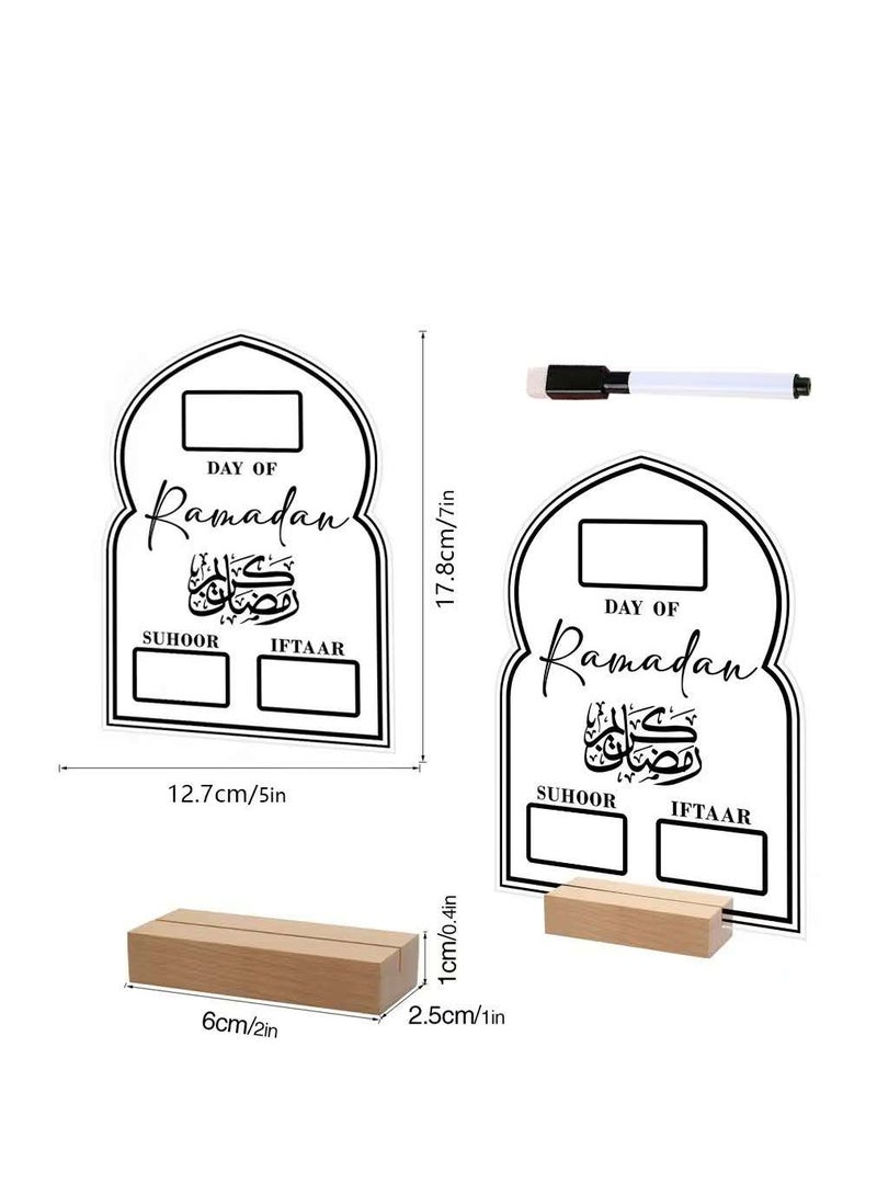 Ramadan Suhoor Iftaar Countdown Gifts Ramadan Table Ornament Reusable Acylic Ramadan Mubarak Calendar Board - Image 1