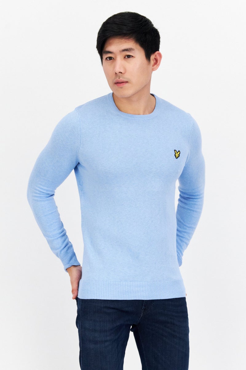 Lyle & Scott Men Crew Neck Brand Logo Long Sleeves Sweater, Light Blue - Image 1