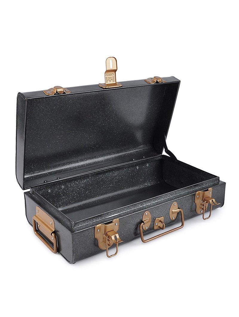 Elan Vintage Style Buxa Modern Metal Long Trunk Box, Storage Box, Decorative Box For Gift - Antique Black (Rectangular) - Image 5