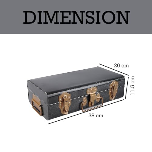 Elan Vintage Style Buxa Modern Metal Long Trunk Box, Storage Box, Decorative Box For Gift - Antique Black (Rectangular) - Image 2