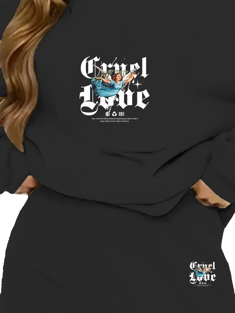 DogFish Tracksuit Cruellove Printed Plus Size Bottom Top Set