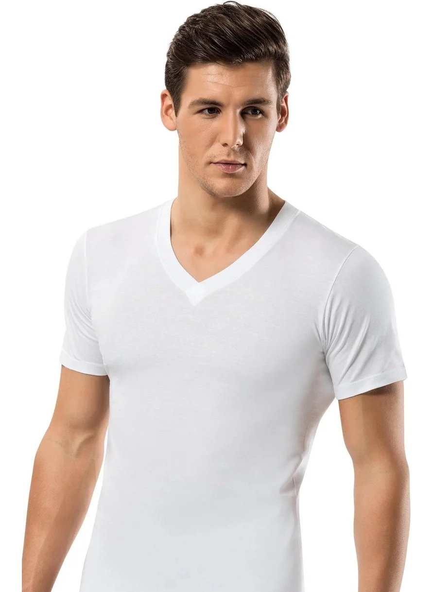Erdem Men's V Neck Short Sleeve Undershirt 1167 - 3 Pieces
