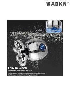 WAOKN 5 in 1 Electric Head Shaver for Bald Men Rotary Type 7D Floating Cutter Beard Trimmer Clipper Detachable Head Shaver LED Display Dry/Wet Shavers Waterproof Shaving USB Type-C Charging  - Image 3
