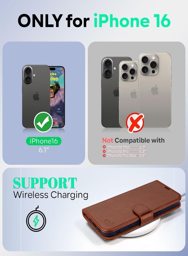 OCASE for iPhone 16 Case, PU Leather Wallet, Magnetic Flip Folio Cover with RFID Blocking, Card Holders, Shockproof TPU, and Kickstand for 6.1 Inch iPhone 16 (2024), Dark Brown - Image 2