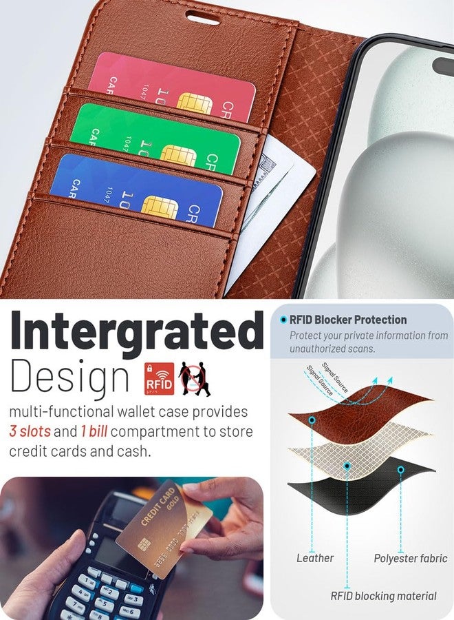 OCASE for iPhone 16 Case, PU Leather Wallet, Magnetic Flip Folio Cover with RFID Blocking, Card Holders, Shockproof TPU, and Kickstand for 6.1 Inch iPhone 16 (2024), Dark Brown - Image 4