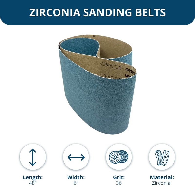 Benchmark Abrasives 6 x 48 Inch Sanding Belts with Zirconia Grains, Sand Paper for Metal Grinding, Sanding, Knife Polishing, Surface Blending Belt Sander Paper Belt for Woodworking (2 Pack), 36 Grit - Image 4