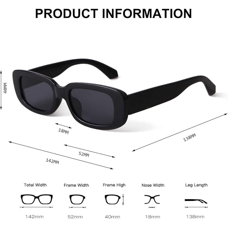 BUTABY Rectangle Sunglasses for Women Retro Driving Glasses 90’s Vintage Fashion Narrow Square Frame UV400 Protection - Image 4