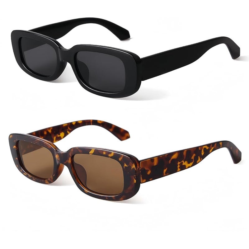 BUTABY Rectangle Sunglasses for Women Retro Driving Glasses 90’s Vintage Fashion Narrow Square Frame UV400 Protection - Image 1