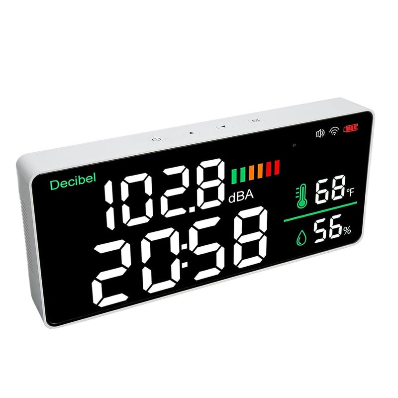 Wall Mounted LED Decibel Meter With Temperature Humidity Time Display Adjustable Brightness - Image 2