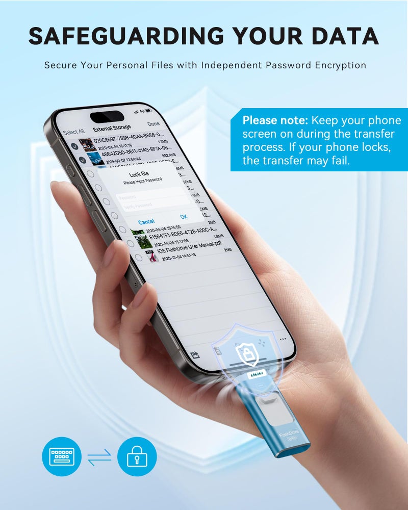ROSPE Apple MFi Certified 128GB Flash Drive for iPhone Thumb Drive Photo Stick, USB Memory Stick iPhone Flash Drive for Photos Videos, High Speed Jump Drive Compatible for iPhone/iPad/Android/PC (Blue) - Image 4