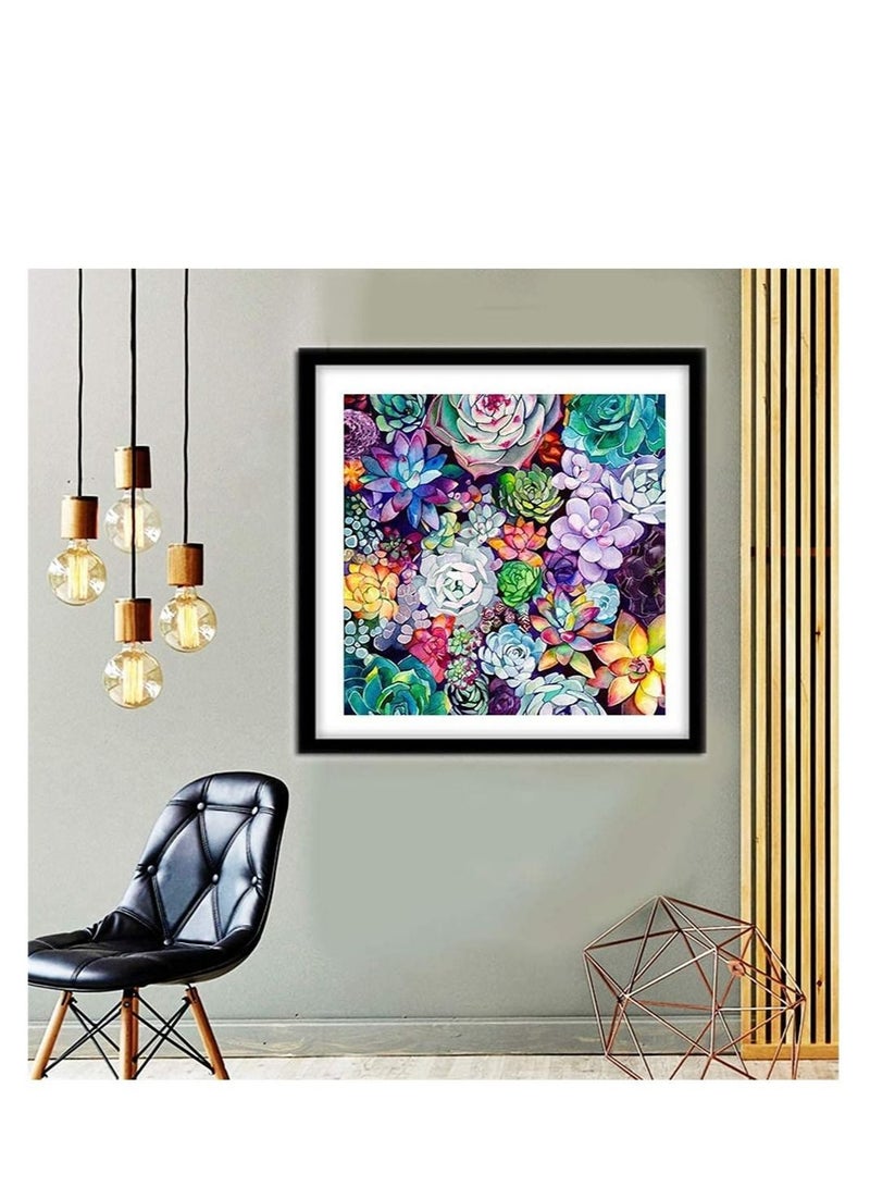 كابتن تيك DIY 5D Diamond Painting Kits for Adults, Round Full Drill-Crystal Rhinestone Embroidery Cross Stitch, Mosaic Making Colorful Succulents Diamond Art, Home Decor 15.7 X 15.7 Inch - Image 2