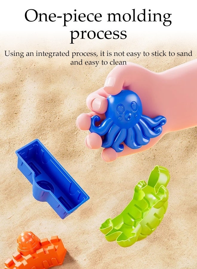 DUNISO 32PCS Collapsible Beach Toys Set, Travel Sand Toys for Beach, Plastic Small Sand Transporter Baby Outdoor Toy Set Includes Bucket, Shaping Module, Shovel, Hourglass,Ferris Wheel Etc - Image 5